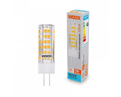 Светодиодная лампа WOLTA WSTD-JC-220V7W6KG4-C (керамика) "Капсульная" JC 7Вт 600лм 6500K G4 1/10/100/1000