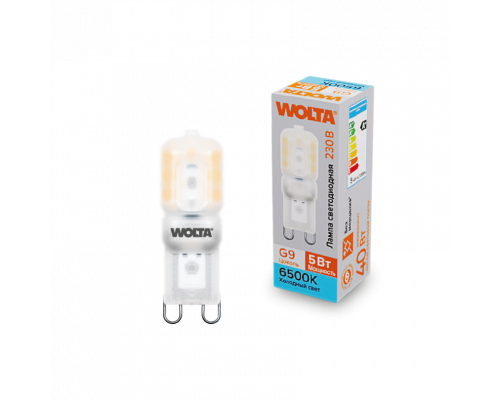 Светодиодная лампа WOLTA WSTD-JCD-5W6KG9-P (пластик) "Капсульная" JCD 5Вт 400лм 6500K G9 матовая 1/10/100/1000