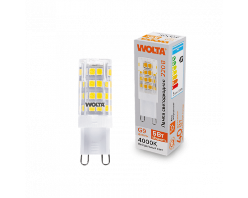 Светодиодная лампа WOLTA WSTD-JCD-5W4KG9-C (керамика) "Капсульная" JCD 5Вт 460лм 4000K G9 1/10/100/1000