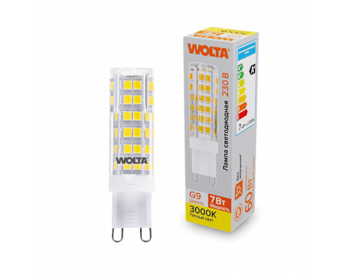 Светодиодная лампа WOLTA WSTD-JCD-7W3KG9-C (керамика) "Капсульная" JCD 7Вт 600лм 3000K G9 1/10/100/1000