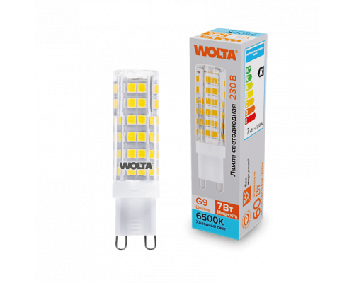 Светодиодная лампа WOLTA WSTD-JCD-7W6KG9-C (керамика) "Капсульная" JCD 7Вт 600лм 6500K G9 1/10/100/1000
