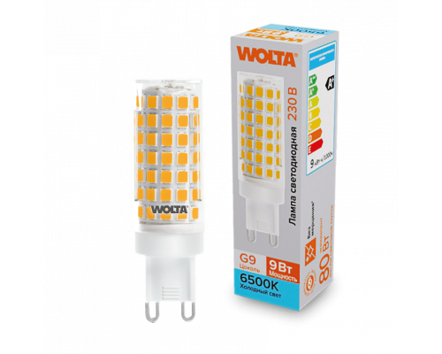 Светодиодная лампа WOLTA WSTD-JCD-9W6KG9-C (керамика) "Капсульная" JCD 9Вт 800лм 6500K G9 1/10/100/1000