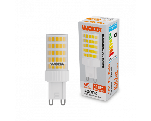 Светодиодная лампа WOLTA WSTD-JCD-11W4KG9-C "Капсульная" JCD 11Вт 1000лм 4000K G9 1/10/100/500