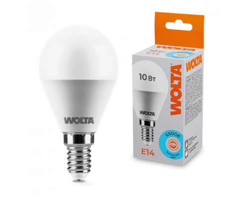 Светодиодная лампа WOLTA 25W45GL10E14 "Шар" G45 10Вт 825лм 6500К Е14 1/50