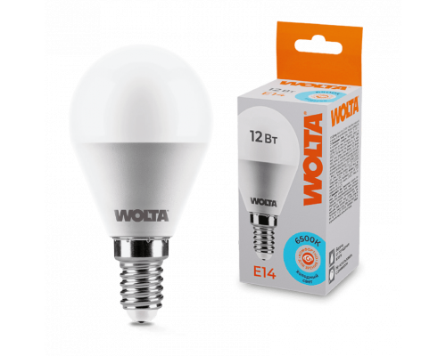 Светодиодная лампа WOLTA 25W45GL12E14 "Шар" G45 12Вт 1050лм 6500К Е14 1/50