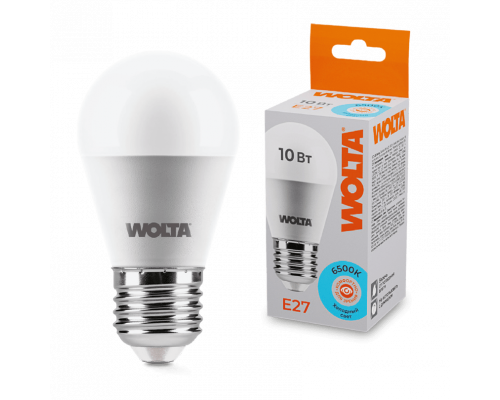 Светодиодная лампа WOLTA 25W45GL10E27 "Шар" G45 10Вт 825лм 6500К Е27 1/50