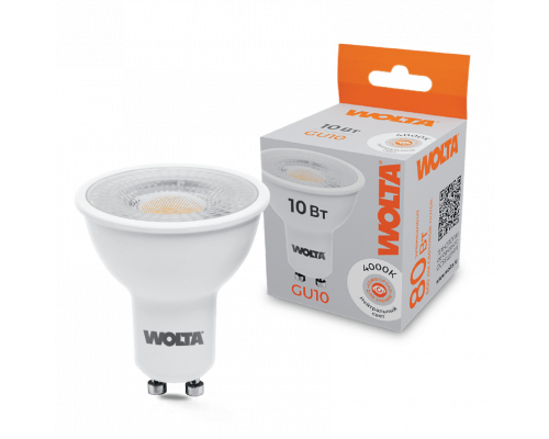 Светодиодная лампа WOLTA WSTD-PAR16-220V10W4KGU10-L PAR16 с линзой 10Вт 800лм 4000К GU10 угол 60° 1/50