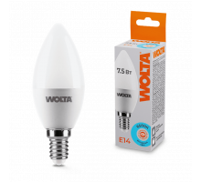 Светодиодная лампа WOLTA 25WC7.5E14 "Свеча" C37 7.5Вт 625лм 6500К Е14 1/50