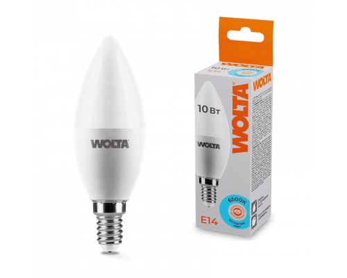 Светодиодная лампа WOLTA 25WC10E14 "Свеча" C37 10Вт 825лм 6500К Е14 1/50