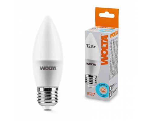 Светодиодная лампа WOLTA 25WC12E27 "Свеча" C37 12Вт 1050лм 6500К Е27 1/50