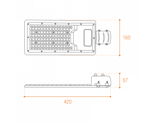 Уличный светильник WOLTA STL-100W/04 100Вт 5700К IP65 11000лм 420×160×57мм