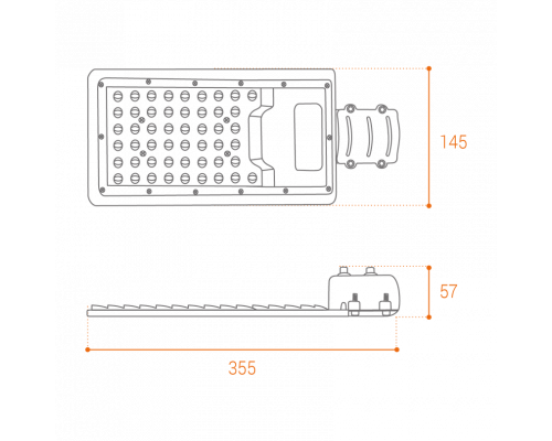 Уличный светильник WOLTA STL-50W/04 50Вт 5700К IP65 5500лм 355×145×57мм