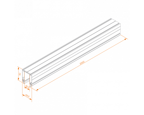 Профиль для натяжного потолка WOLTA WAP-WML-TR2/01B, длина 2 м., 2000х82х69,5