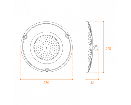 Светильник светодиодный промышленный WOLTA UFO-100W/01 100Вт 5700K IP65 10000лм 270х270х42мм 1/20