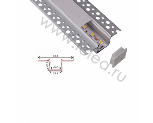 872 Алюминиевый профиль встраиваемый в гипсокартон 2500*23.4*20.4 mm прямой