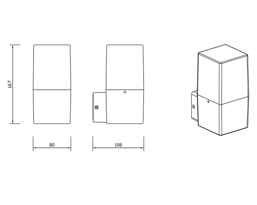 Садовый светильник, настенный, "Рио", черный, G1641