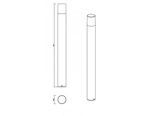 Садовый светильник, столб, 0.8м, "Рио", черный, G1637-800
